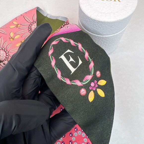 Auth Christian Dior ABCDior Letter E Mitzah Bag Scarf with Box - Like NEW - Picture 2 of 10